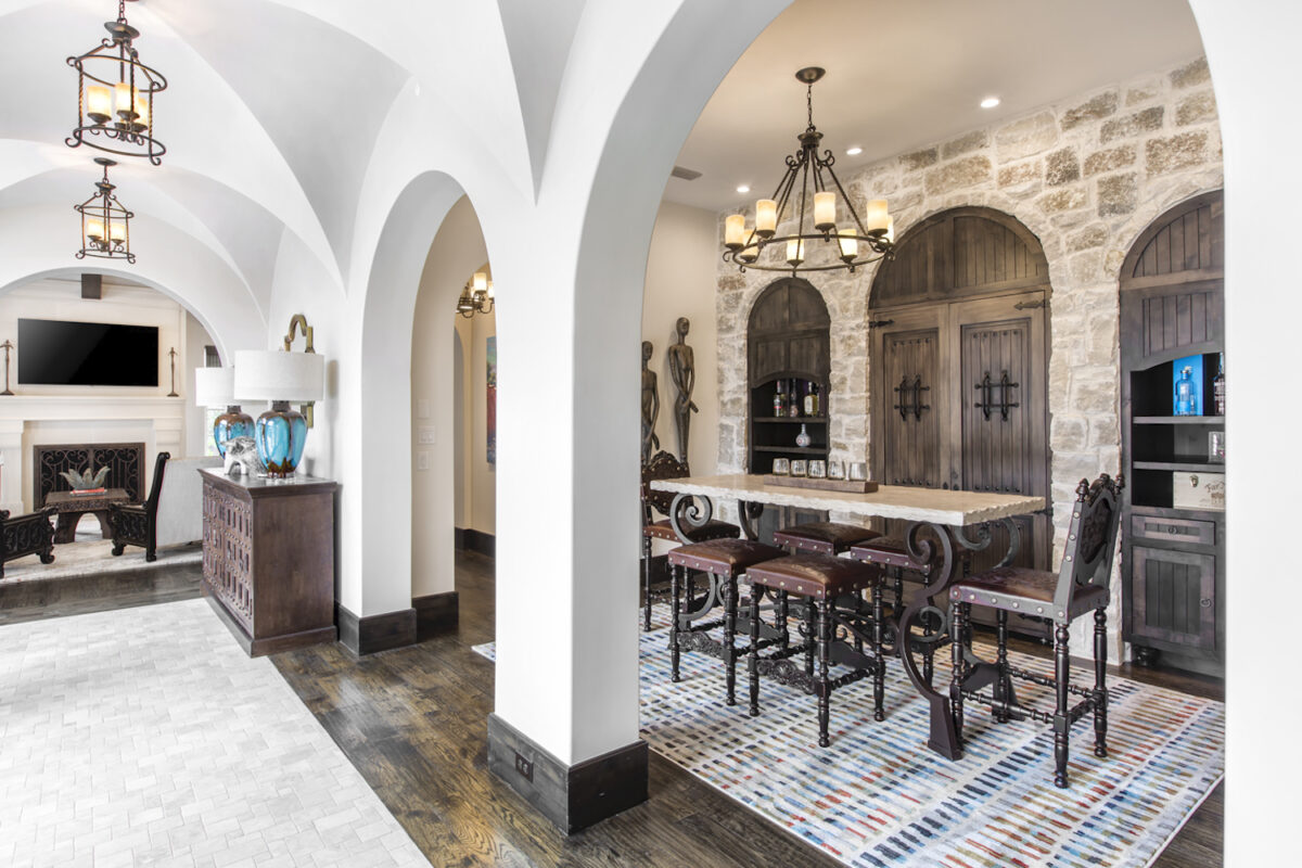 Spanish Eclectic Home Design Dining and Living